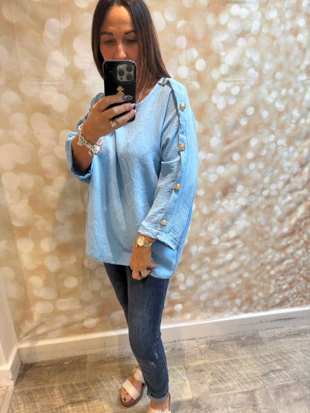 Crinkle Top with Gold buttons