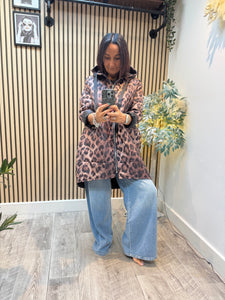 Leopard  Quilted Longline Coat