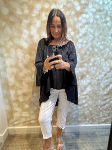 Bardot Hi Lo Top in crinkle fabric