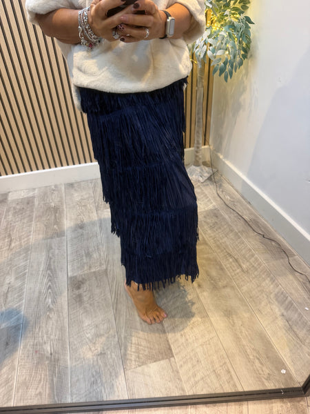 Fringed Maxi Skirt