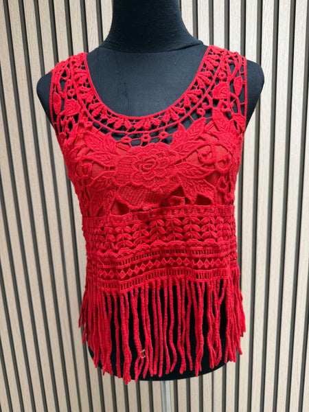 Crochet Fringed Boho Vest