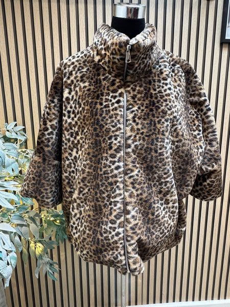 Fur Leopard Cropped Coat