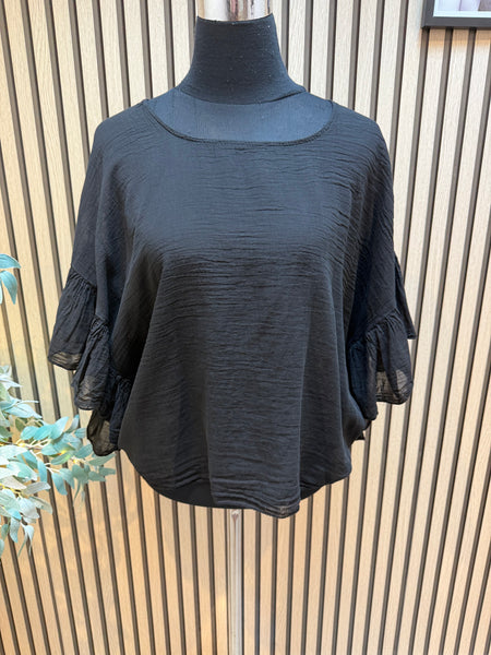 Crinkle Frill sleeve Top