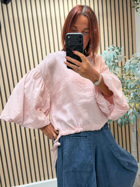 Studio Linen Puff sleeve Top