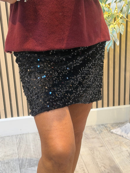 Studio Velour/Sequin Mini  Skirt