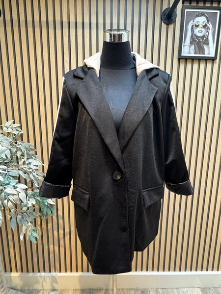 Zeta Otto Sparkle Hooded Long Sleeve Blazer