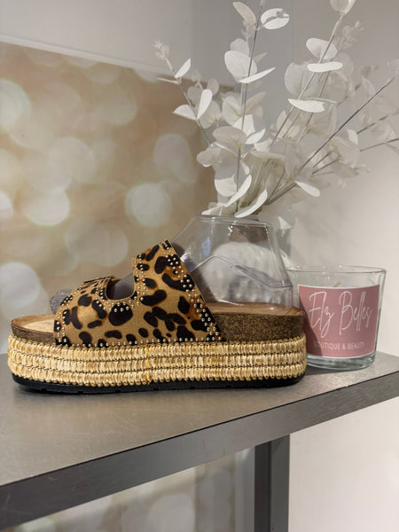 Leopard Double Strap Sandal