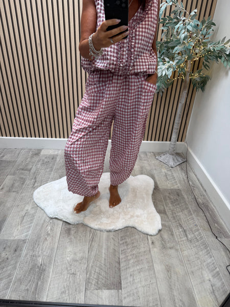 Gingham balloon leg trousers