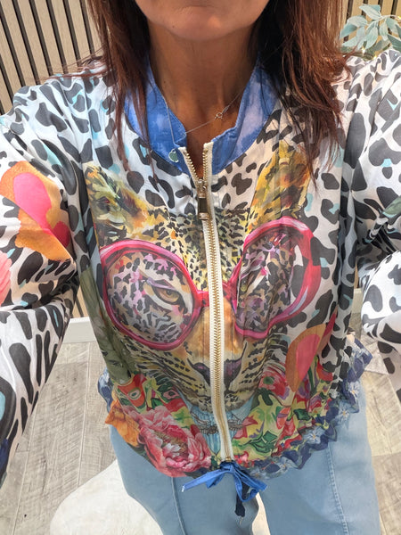 Silky Leopard Bomber Jacket