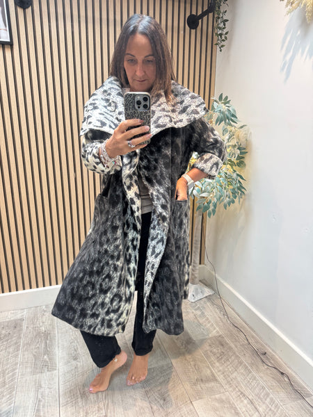 Studio Waterfall Leopard Wool Mix Coat