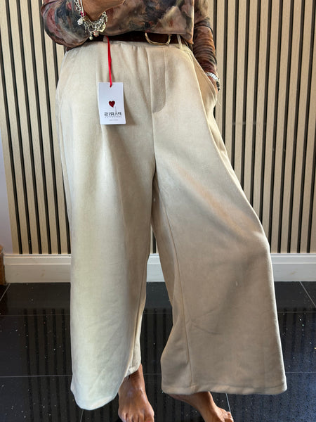 Faux Suede Culotte Trousers