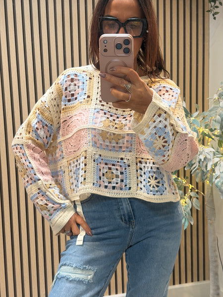 Cropped Boxy  crochet Top