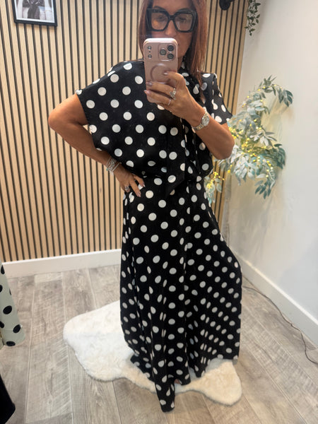 Polka Dot 2 Piece Palazzo Trouser / Top set