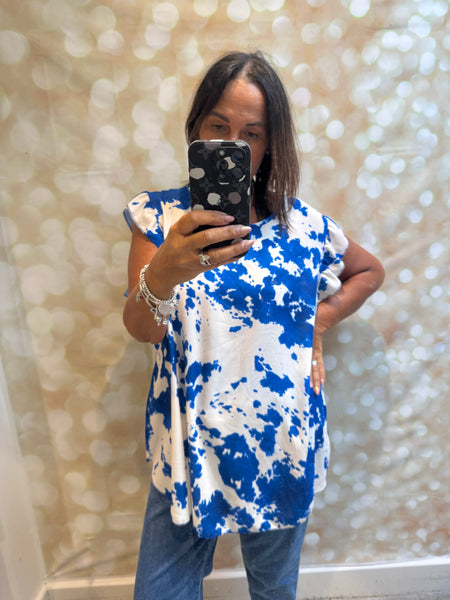 Crinkle Top in Cow Print