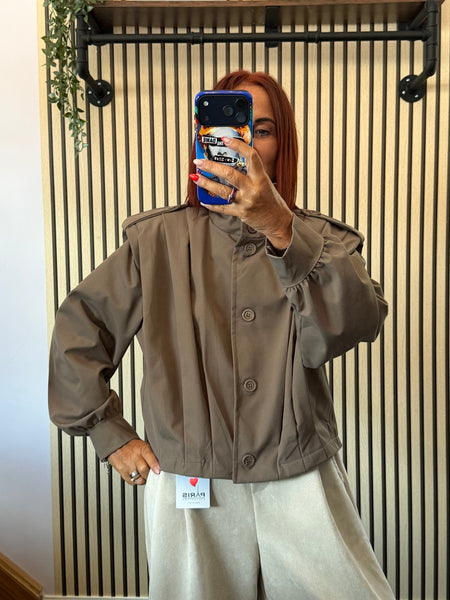 Pleated Funnel neck Bomber Jacket