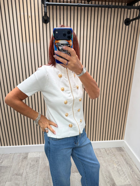 Fine knit short sleeve Military Top