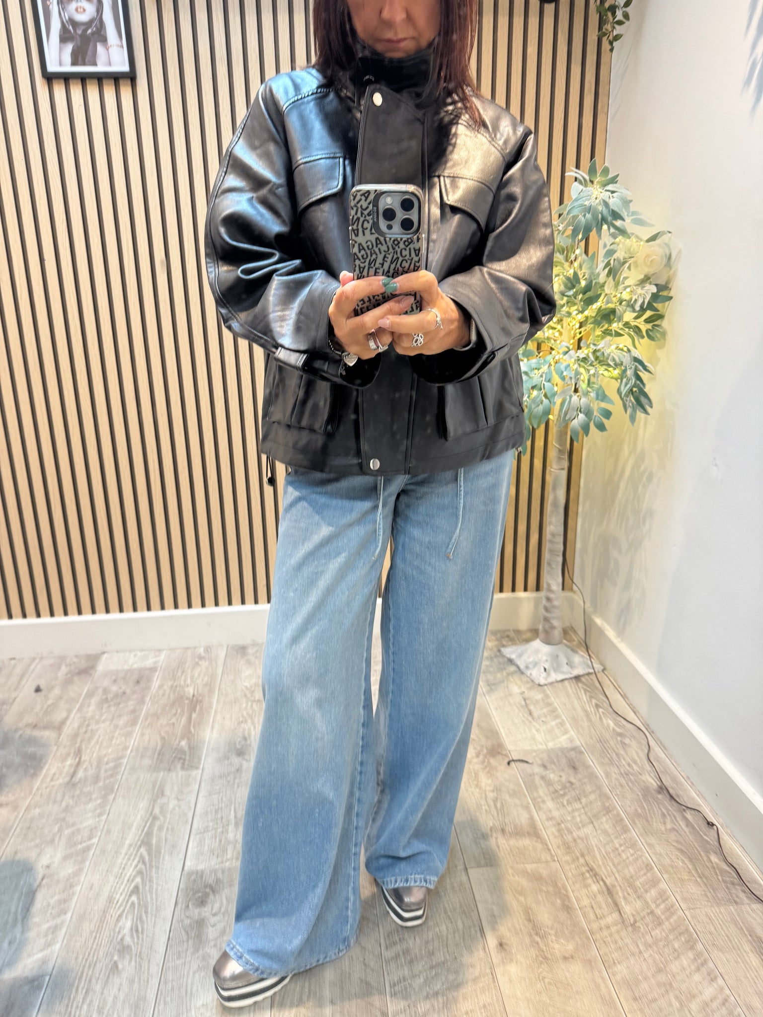 Pleather Style Biker Jacket