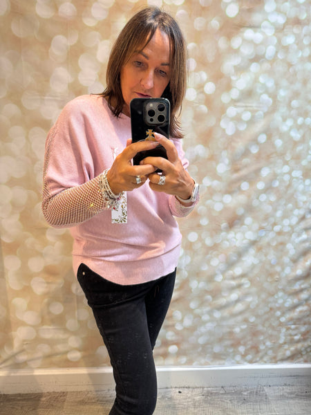Soft Touch Jumper with Fishnet sleeves