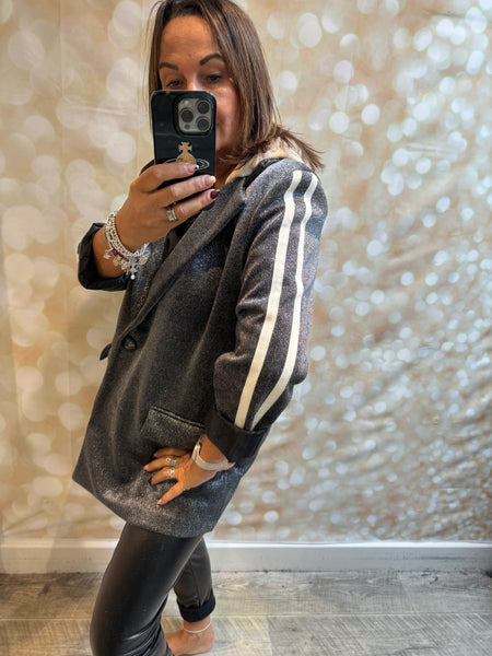 Zeta Otto Sparkle Hooded Long Sleeve Blazer