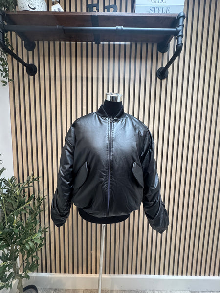 ID Pleather Bomber  jacket