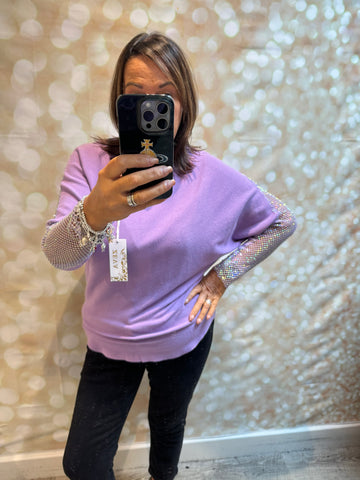 Soft Touch Jumper with Fishnet sleeves