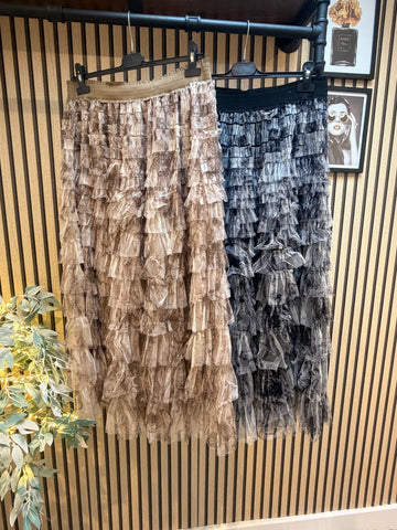 Tulle Tie Dye Tiered Maxi Skirt