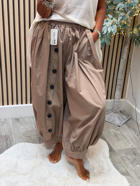 Cotton Balloon Leg Trouser with button detail