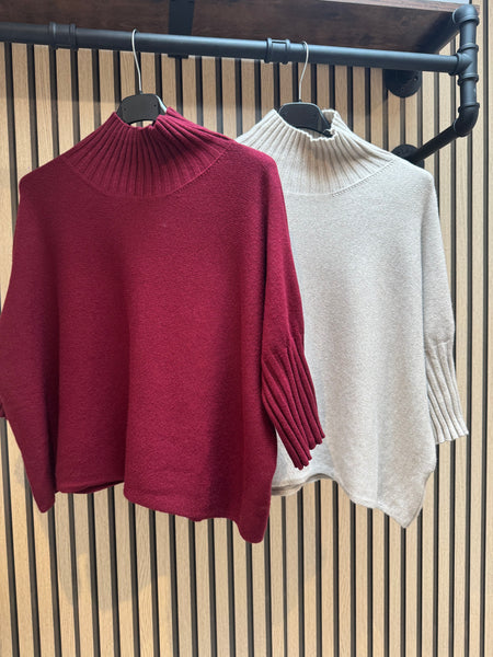 Soft knit Ribbed Neck Jumper