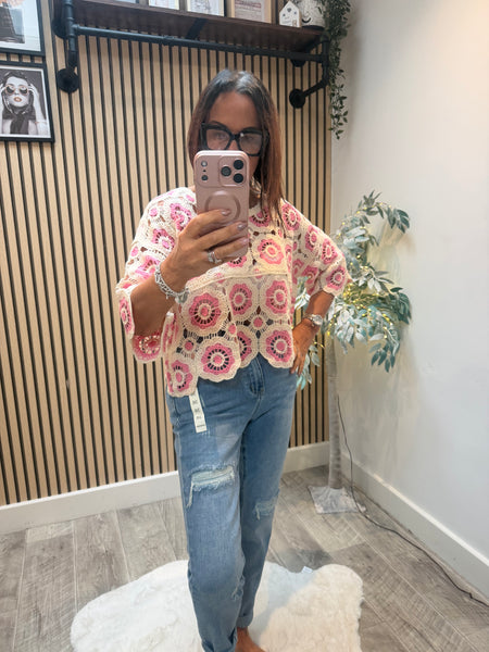 Cropped Floral crochet Top