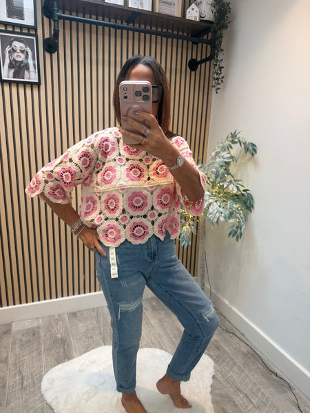 Cropped Floral crochet Top