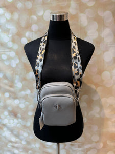 Across body Bee Bag with leopard Strap