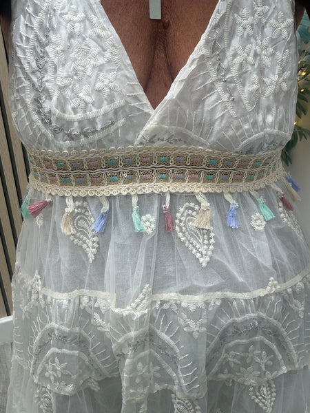 Boho Sheer Lacy Mini Dress