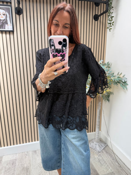 Embroidered / Lace V Neck Boho Top