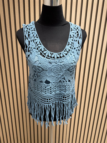 Crochet Fringed Boho Vest