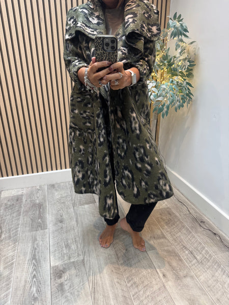 Studio Waterfall Leopard Wool Mix Coat
