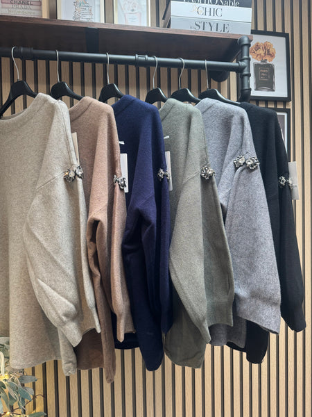 Embellished Balloon Sleeve Jumper