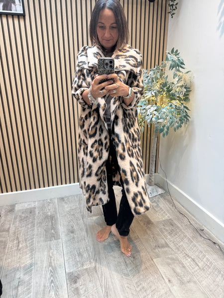 Studio Waterfall Leopard Wool Mix Coat