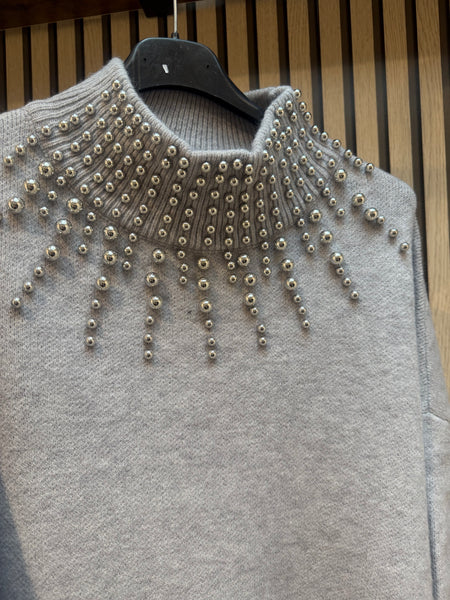 Soft knit  studded neck Jumper