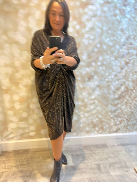 Glitter Twist Front Sparkle Dress