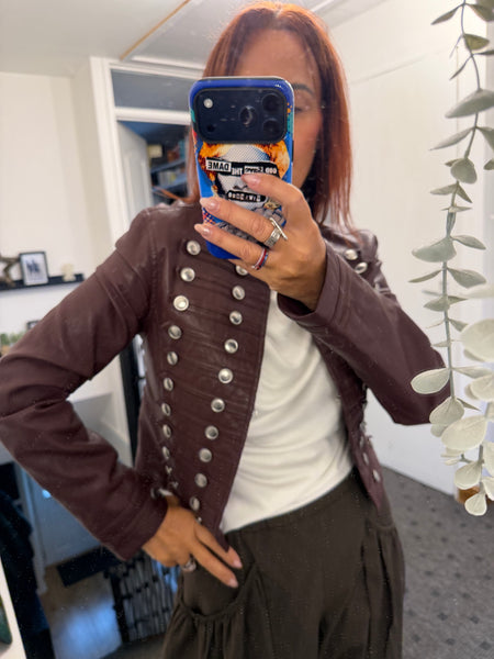 Pleather Military Jacket