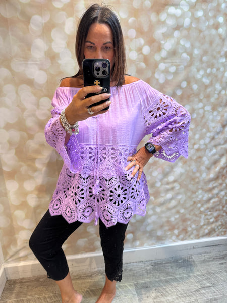 Bardot /Crochet Top