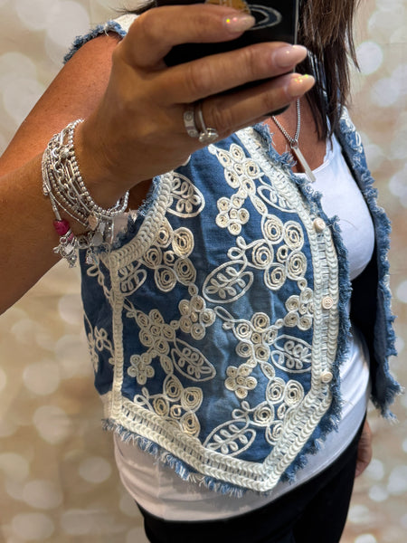 Denim Applique Waistcoat