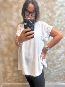 Crinkle Top with embellished trim