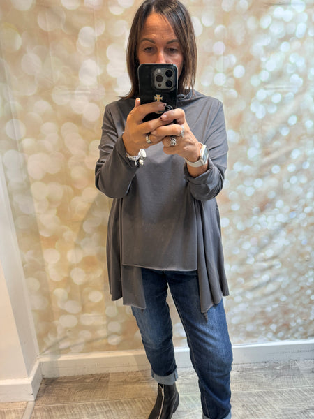 Slash Neck Overlay Jersey Top