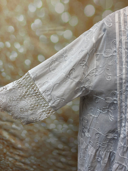 Floral embroidered lace trim dress