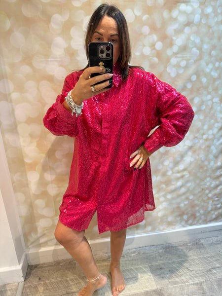 Sequin Shirt Dress