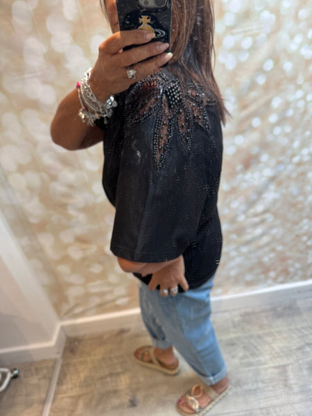 Embellished Shoulder T Shirt