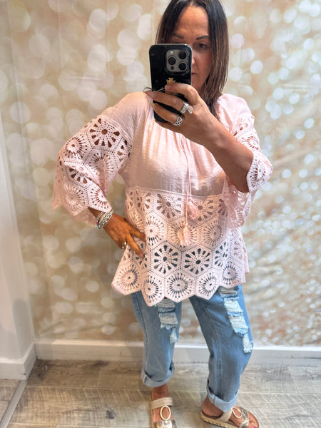 Bardot /Crochet Top