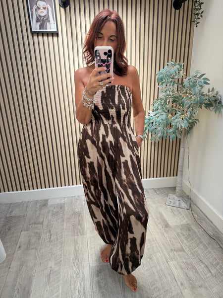 Silky Bandeau zebra  Hareem Jumpsuit
