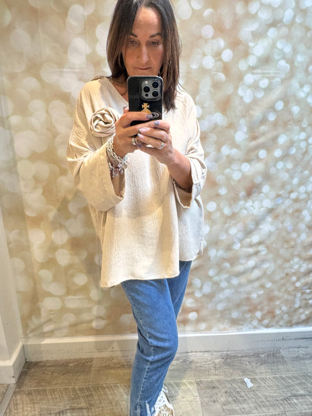 Crinkle Rosette Top